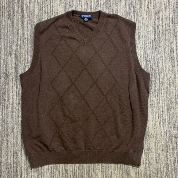 Vintage Y2K Roundtree & Yorke Men's XL 100% Cotton Vest Jacket‎ Grandpa Core - Picture 1 of 5